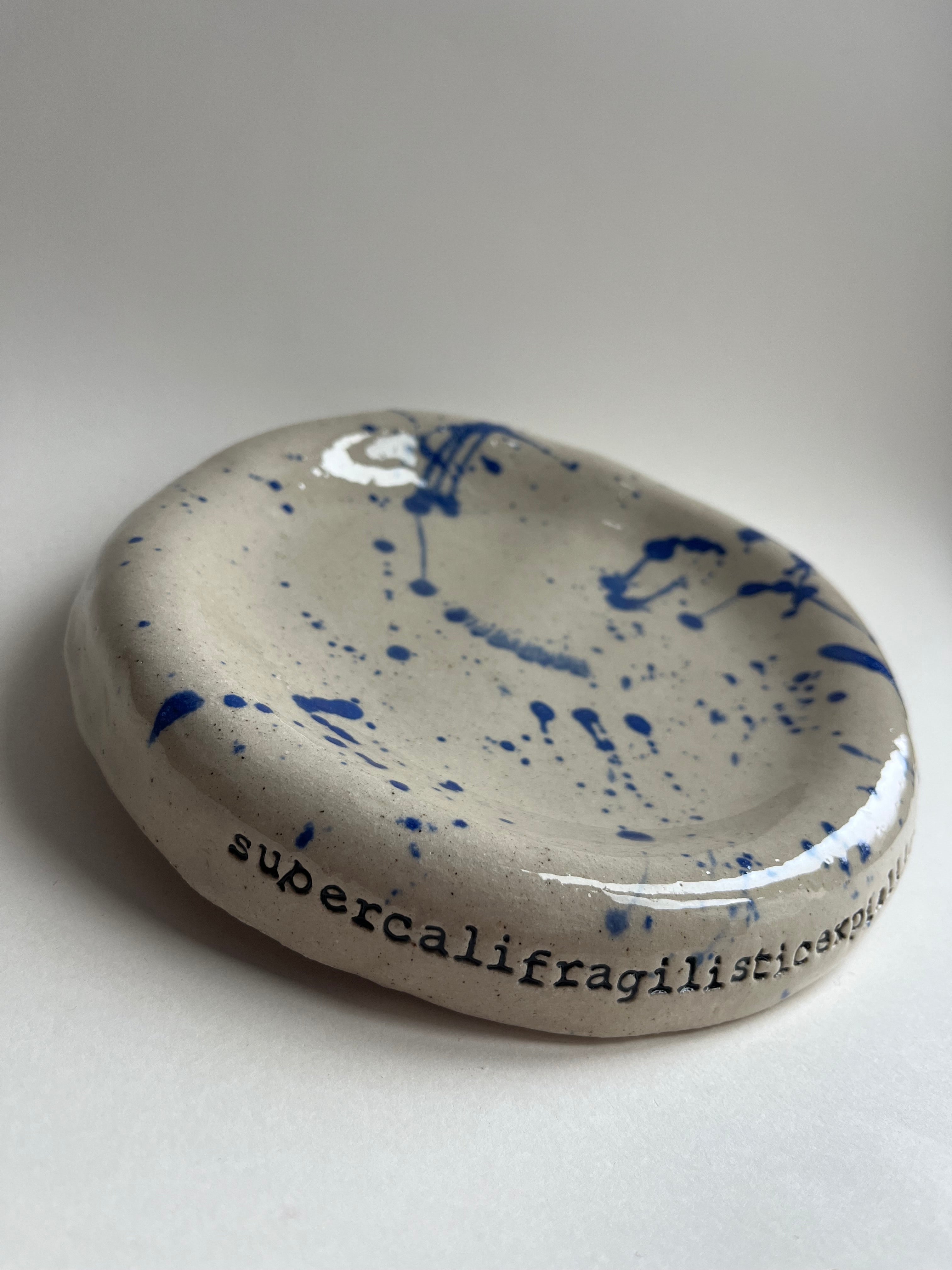 Large Bubble Plate - Blue Splatter