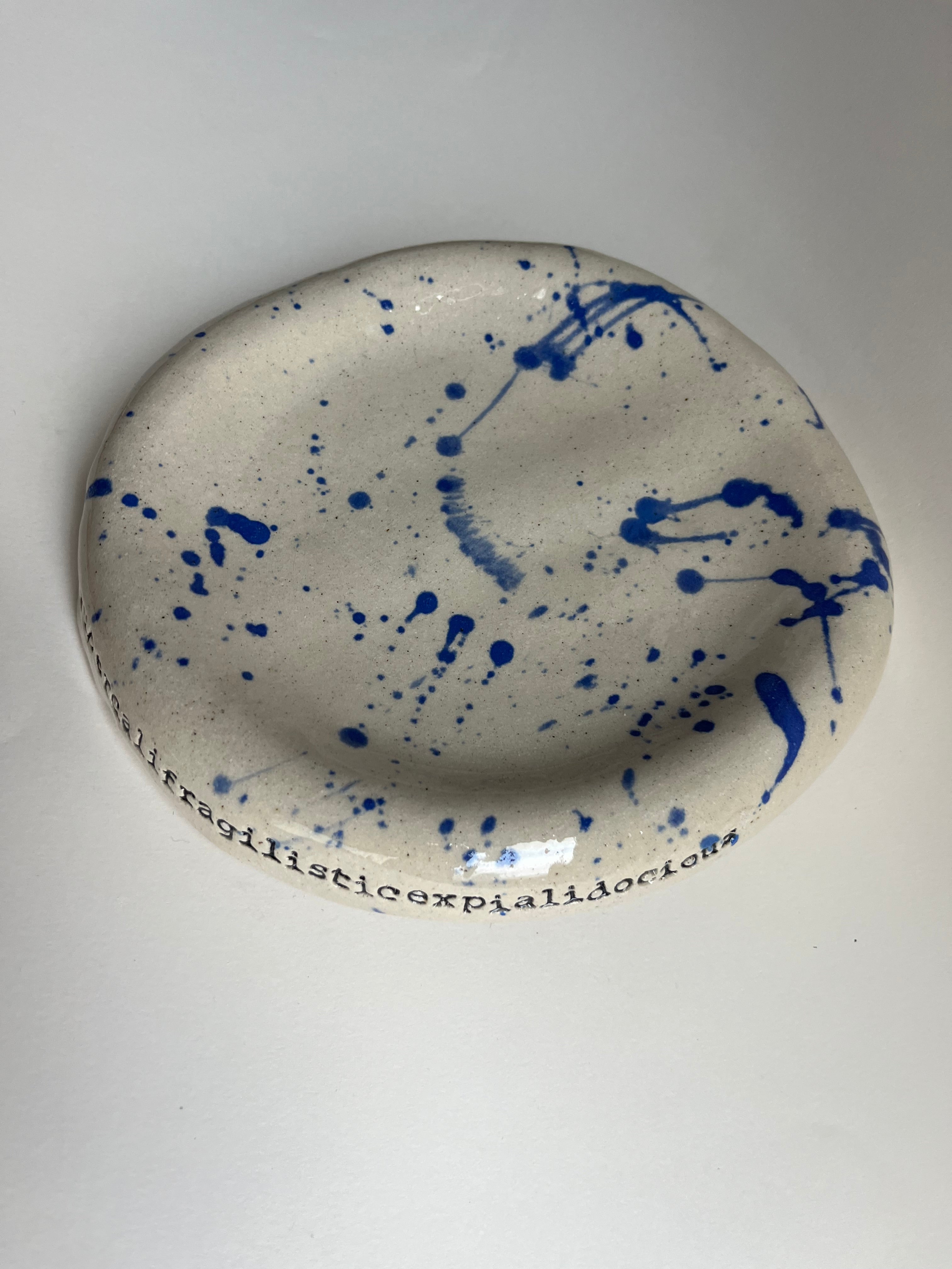Large Bubble Plate - Blue Splatter